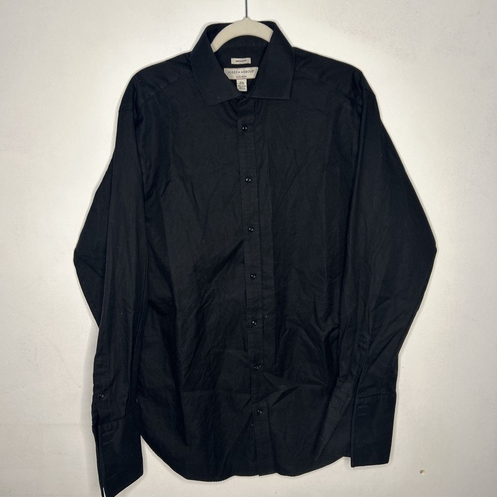 Men's JOSEPH ABBOUD NON-IRON CLASSIC FIT Sz 16.5 34/35 Black full button up Fren